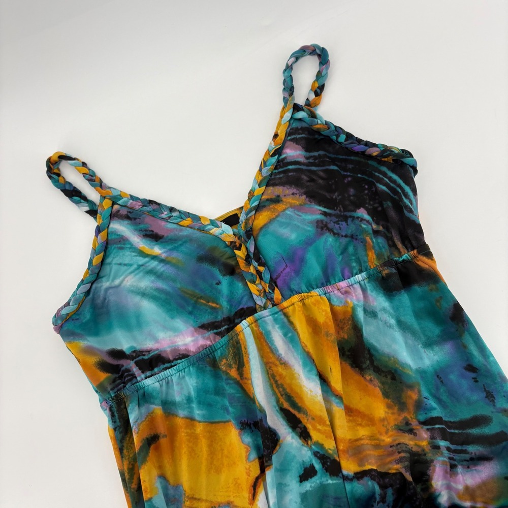 Essentials‎ by Milano Abstract Print Maxi Dress Size M Braided Empire Waist